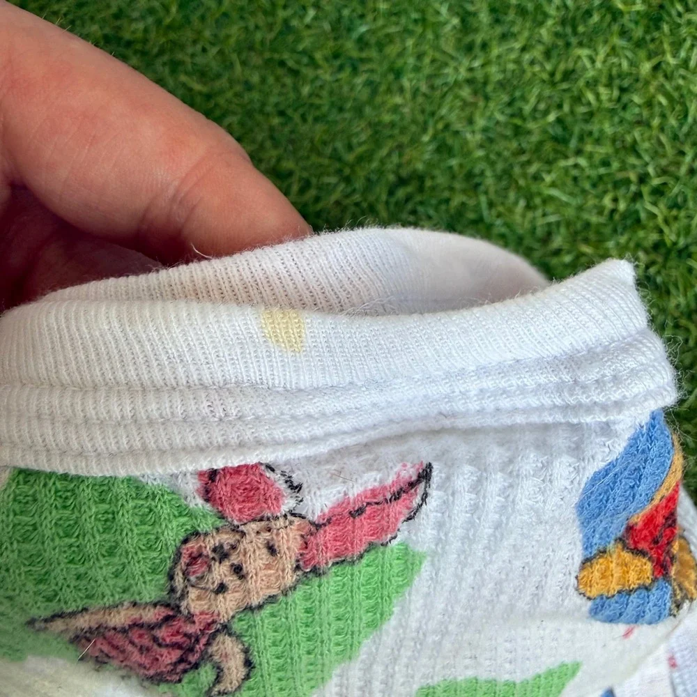 Vtg 90s Disney Winnie the Pooh Piglet Waffle Knit Thermal Baby Blanket Kidcore